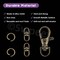 Assorted 150-Piece Bronze Keychain Making Kit – Includes 50 swivel lobster claw clasps, 50 rotating 8-shaped buckle clasps, 50 jump rings, swivel trigger hooks, and swivel lanyard snap hooks.